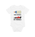 Organic White Your Formula, My Formula Baby Grow - Red