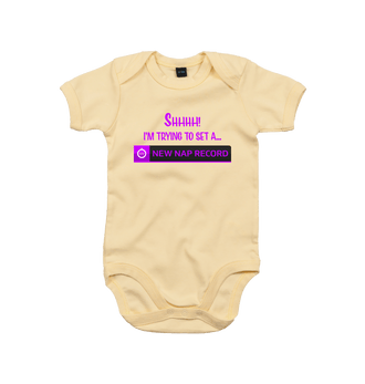 Soft Yellow New Nap Record Baby Grow