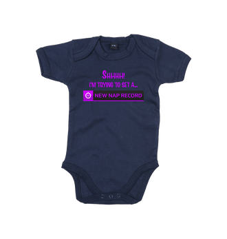 Nautical Navy New Nap Record Baby Grow